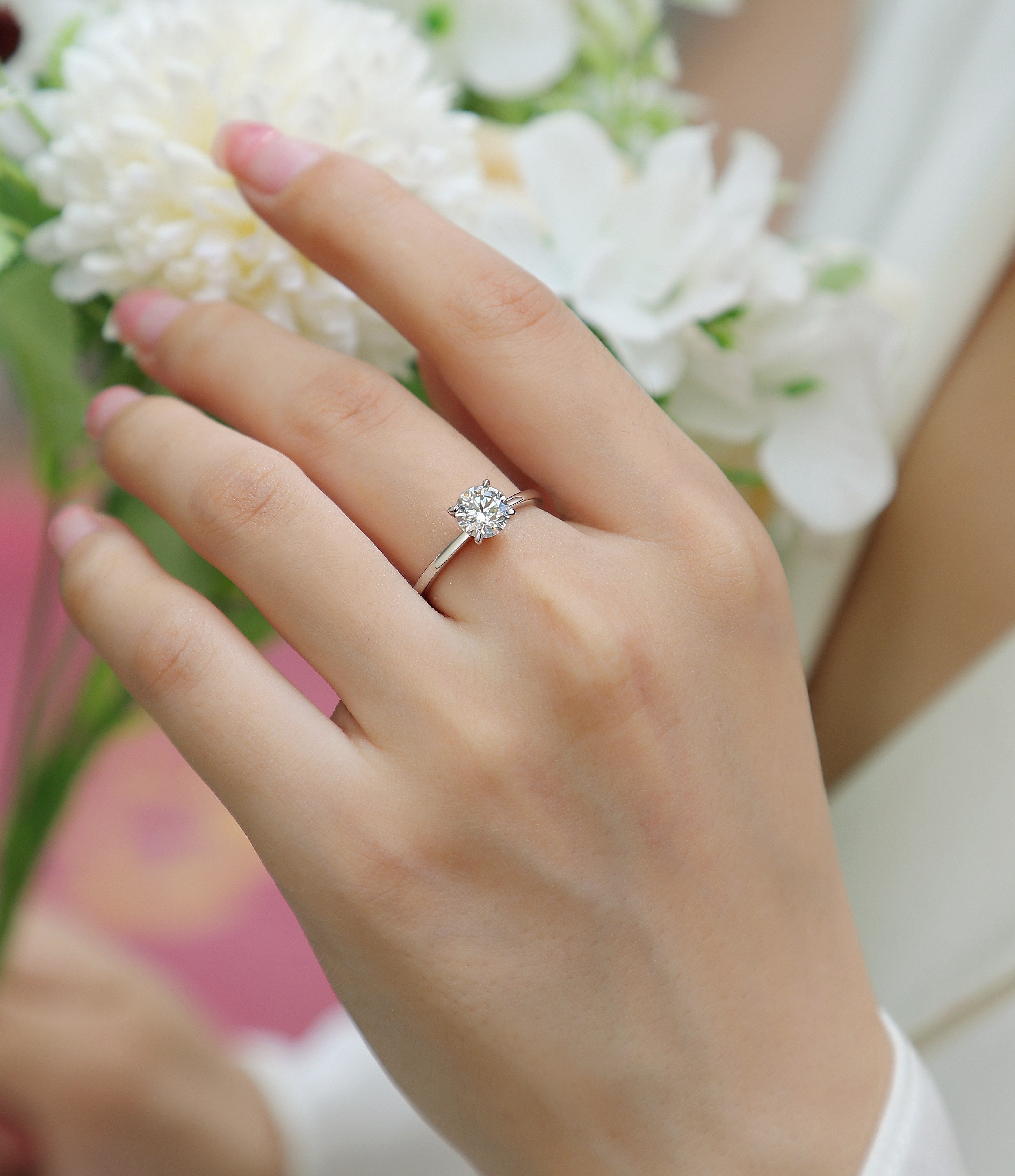 Oath Moissanite Wedding Ring Set – 1 ct / 2 ct Premium Moissanite, Platinum-Plated S925 Silver (Gold & Rose Gold Options)